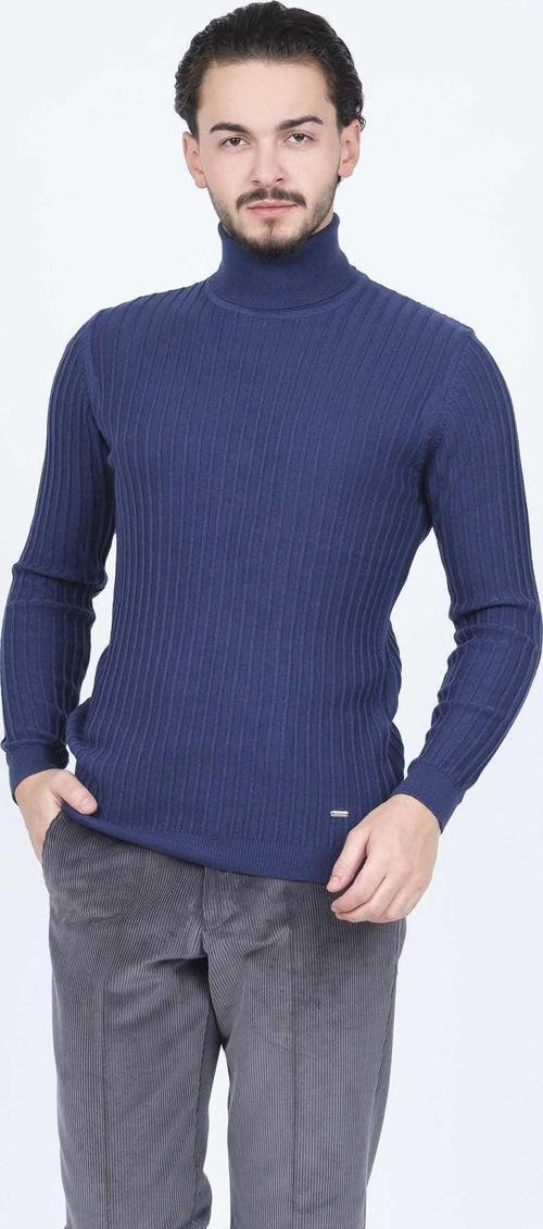 Erkek Fitilli Tam Balıkçı Triko Yün Kazak 67822887 Lacivert