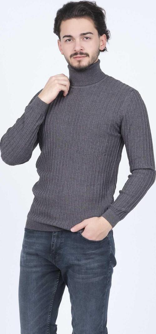 Erkek Fitilli Tam Balıkçı Triko Yün Kazak 67822887 Antrasit
