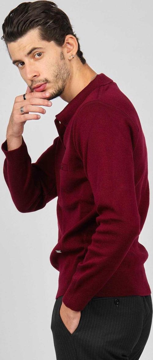 Erkek Polo Yaka Kazak 6081214 Bordo