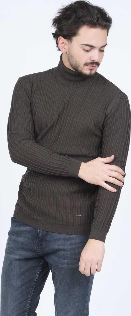 Erkek Fitilli Tam Balıkçı Triko Yün Kazak 67822887 Haki