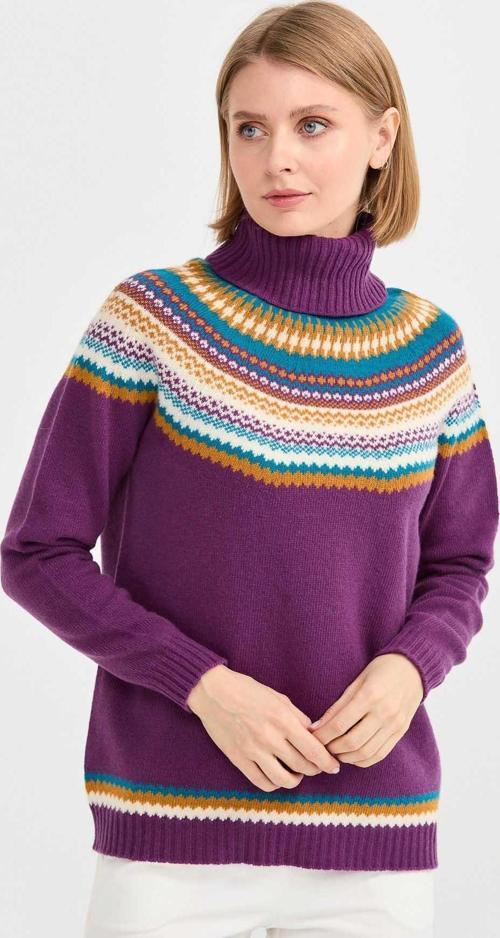 Kadın Tam Balıkçı Yaka Yün Kazak 22087 Mor