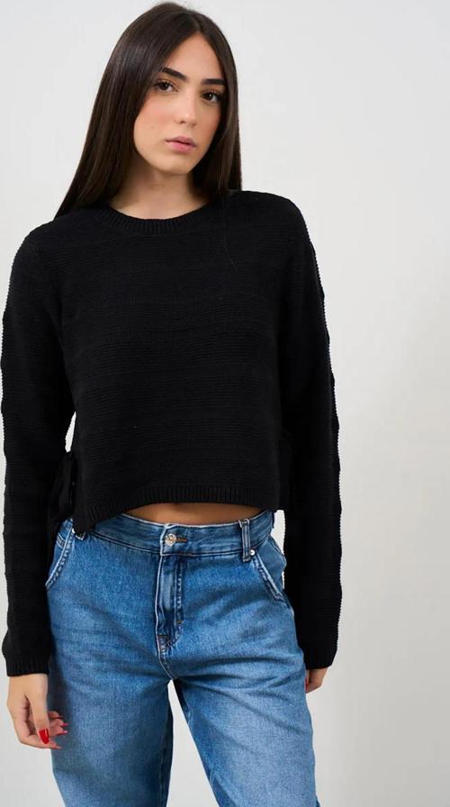 Kadın Onlmanja Yandan Bağlamalı Bisiklet Yaka Örme Kazak 15324444 Siyah