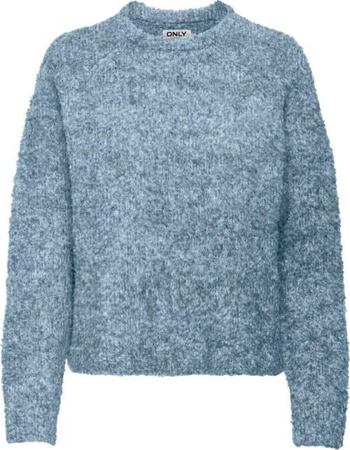 Kadın Onlcırola Sıfır Yaka Desenli Uzun Kol Örme Yün Kazak 15331235 Mavi