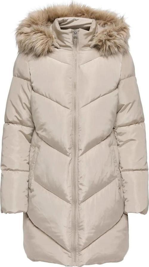 Kadın Onlmynte Kapüşonu Kürklü Uzun Puffer Mont 15238323 Bej