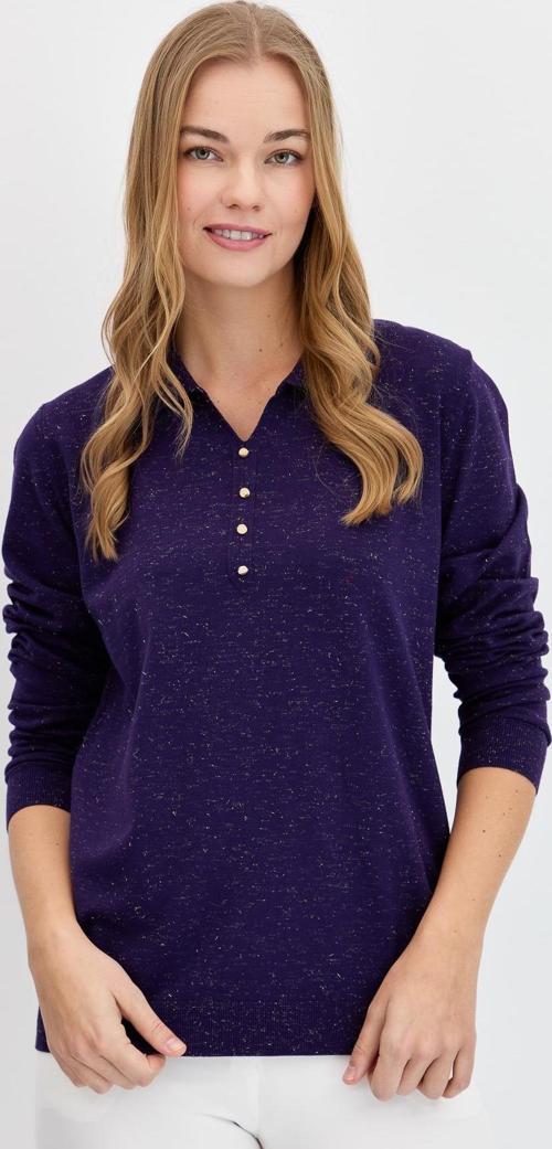Kadın Polo Yaka Angelina Basic Kazak 23026 K.Mor