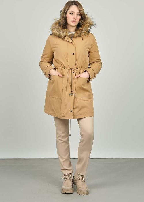 Kadın Kapüşonlu Kaban 4223132 Camel