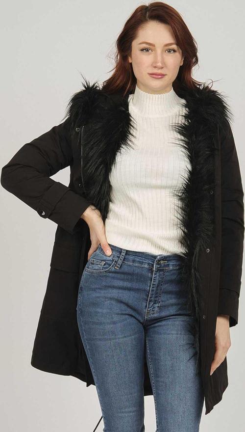 Kadın Kapüşonlu Kaban 4223132 Siyah