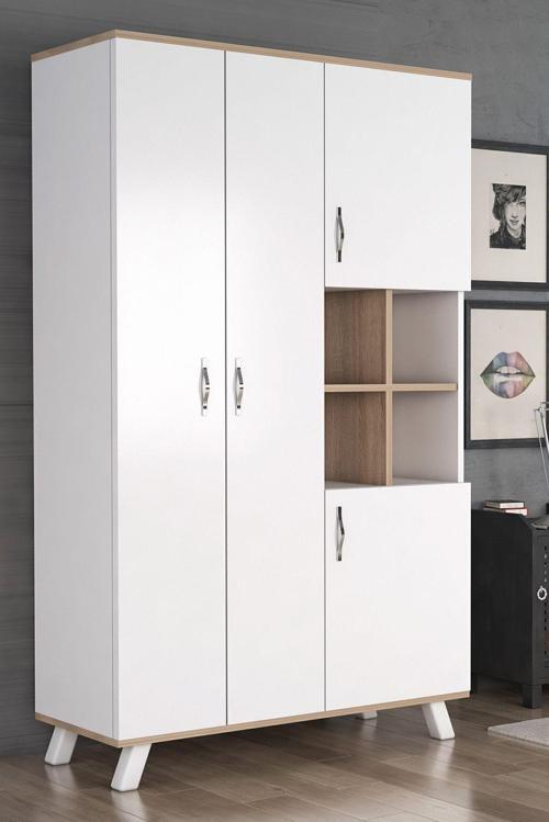 Ae-1065 Atlas 4 Kapaklı Çok Amaçlı Askılıklı Raflı Bölmeli Gardırop Beyaz Dolap