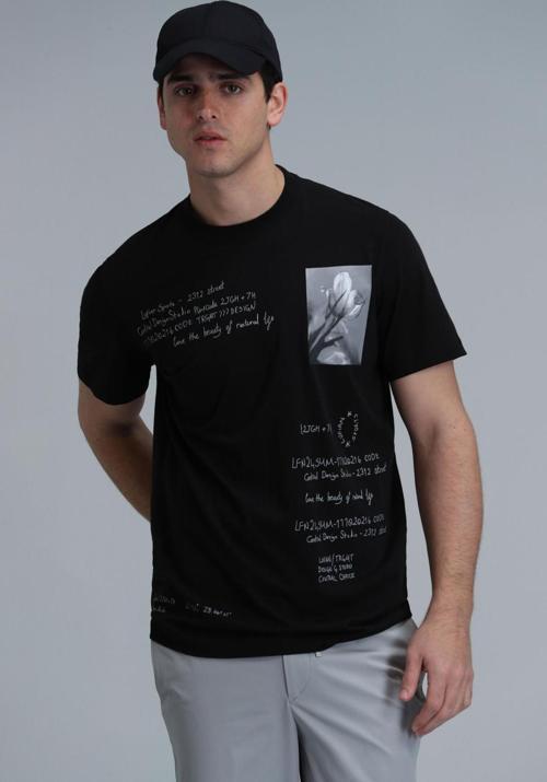 Erkek Fred Modern Grafik T-Shirt 111020219 Siyah