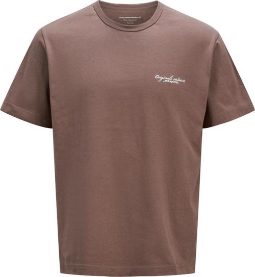 Erkek Jorboston Relaxed Fit Bisiklet Yaka Baskı Detaylı %100 Pamuk T-Shirt 12272968 Kahverengi
