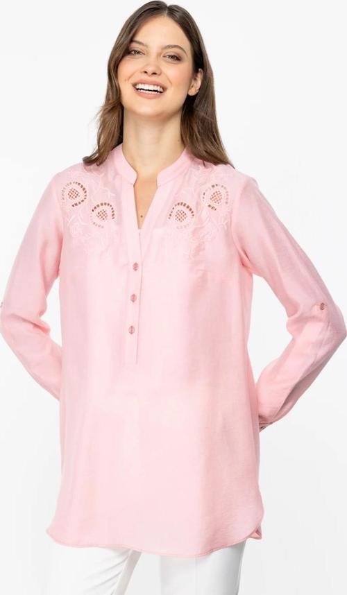 Kadın Nakışlı Uzun Kol Bluz 1232 Pink