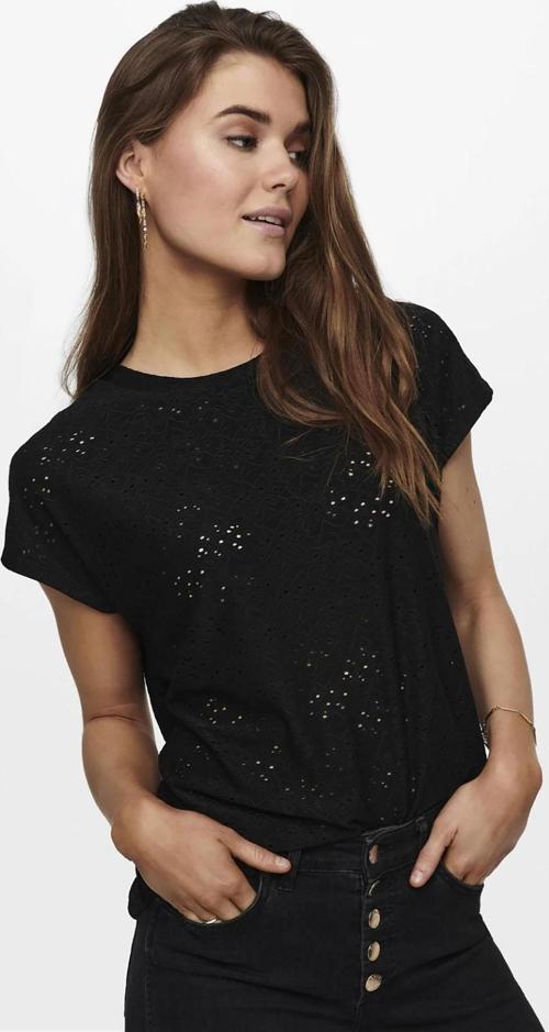 Kadın Onlsmılla Bisiklet Yaka Dantel Detaylı Bluz 15231005 Siyah