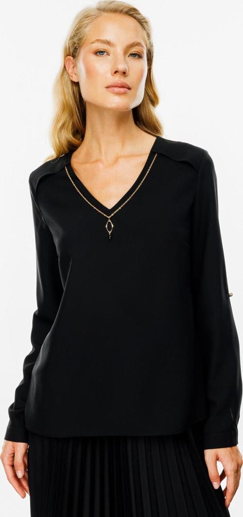 Kadın V Yaka Zincirli Bluz 2013 Siyah