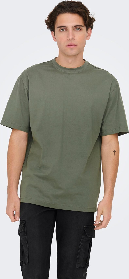 Erkek Onsfred Bisiklet Yaka Kısa Kollu %100 Pamuk T-Shirt 22022532 Haki