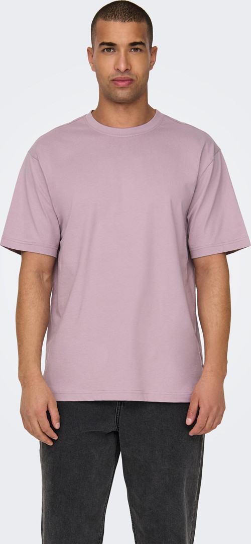 Erkek Onsfred Bisiklet Yaka Kısa Kollu %100 Pamuk T-Shirt 22022532 Lila