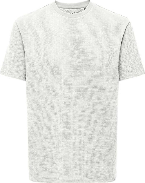 Erkek Onskıan Kare Desenli Kısa Kollu Pamuklu T-Shirt 22028692 Ekru