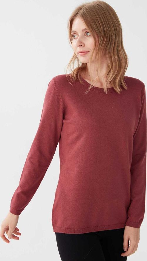 Kadın Likralı Uzun Kol Basic Sıfır Yaka Bluz 0240015 Gül Kurusu