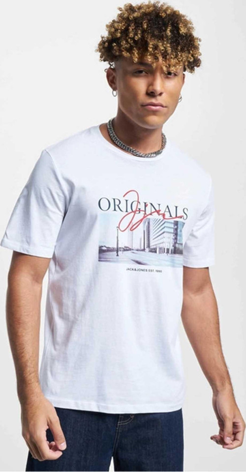 Erkek Jorjoshua Baskı Detaylı Bisiklet Yaka T-Shirt 12228257 Beyaz