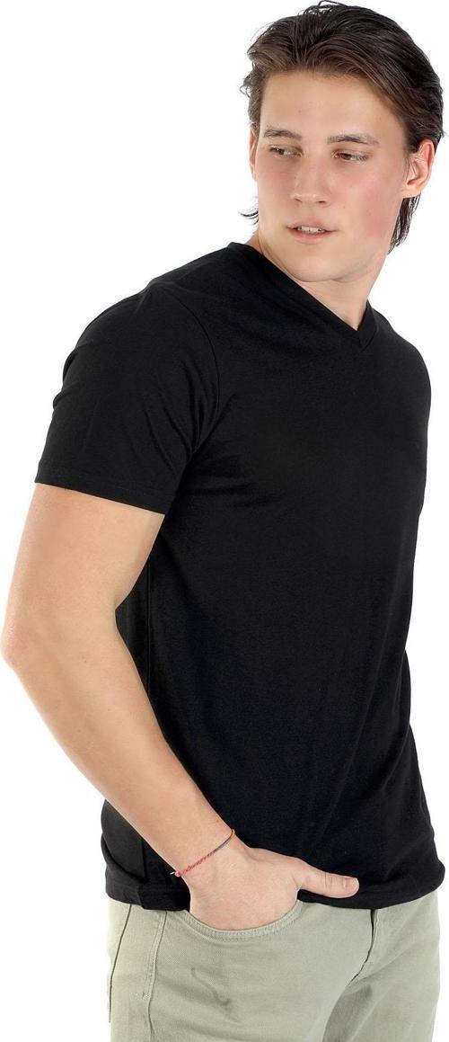 Erkek Jonat V Yaka T-Shirt 242037 Siyah
