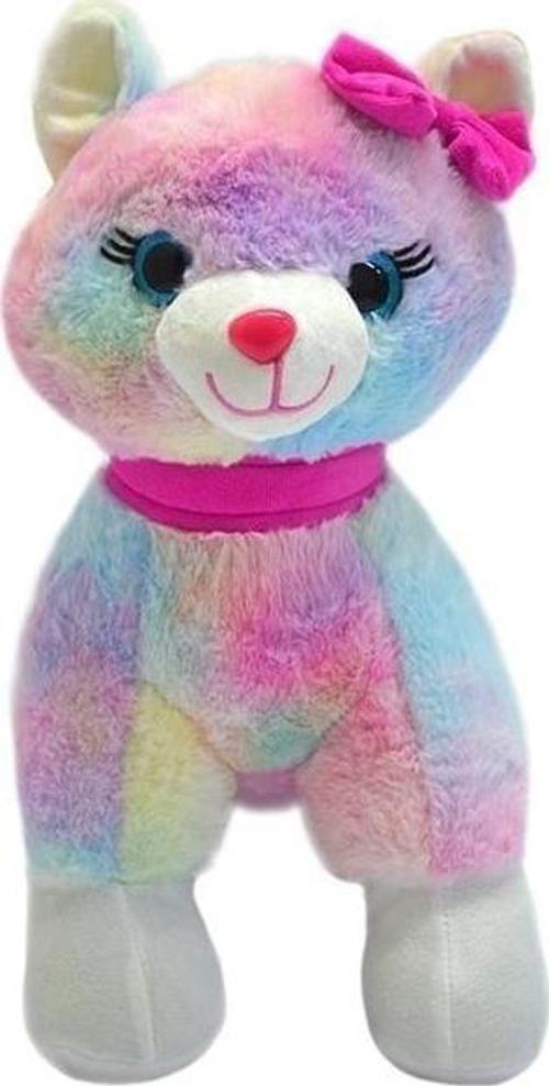 Tokalı Renkli Kedi Peluş 30 Cm