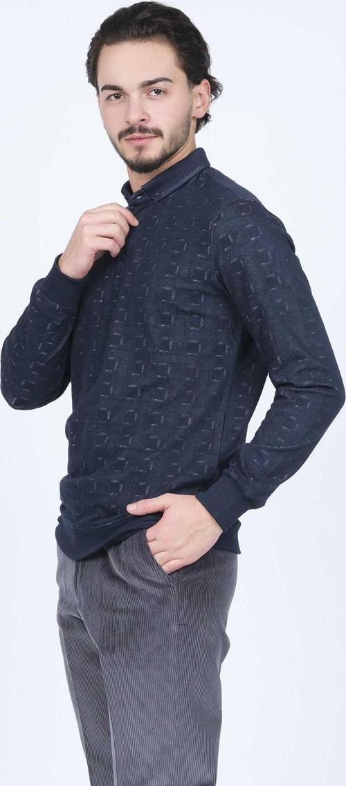 Erkek Desenli Polo Yaka Triko Sweat 6782251 Lacivert