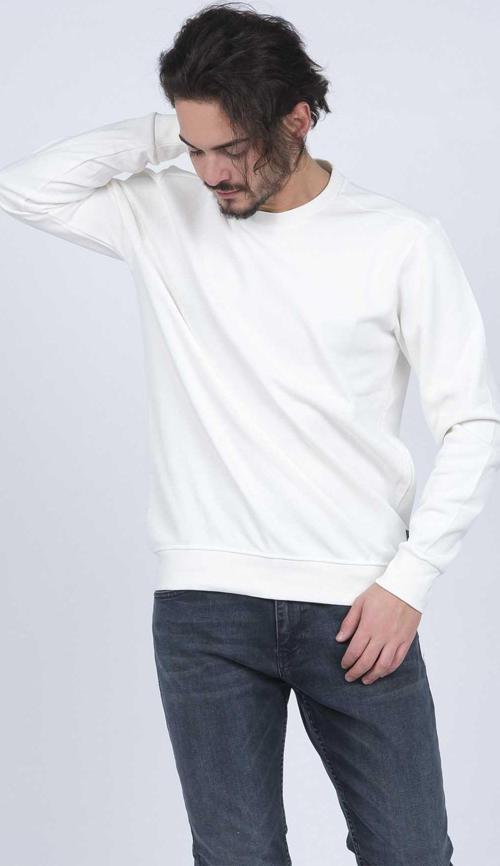 Erkek Bisiklet Yaka Sweatshirt 62422106 Beyaz