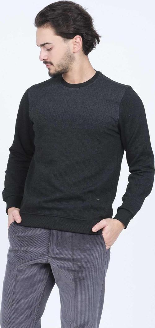 Erkek Desenli Bisiklet Yaka Triko Sweat 6782267 Siyah