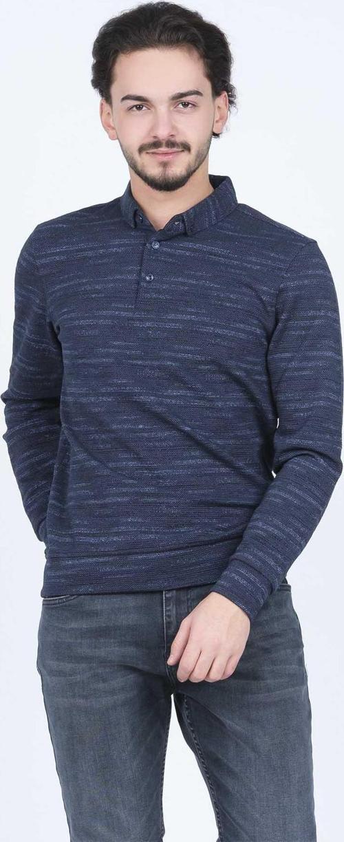 Erkek Desenli Polo Yaka Triko Sweat 6782273 Indigo