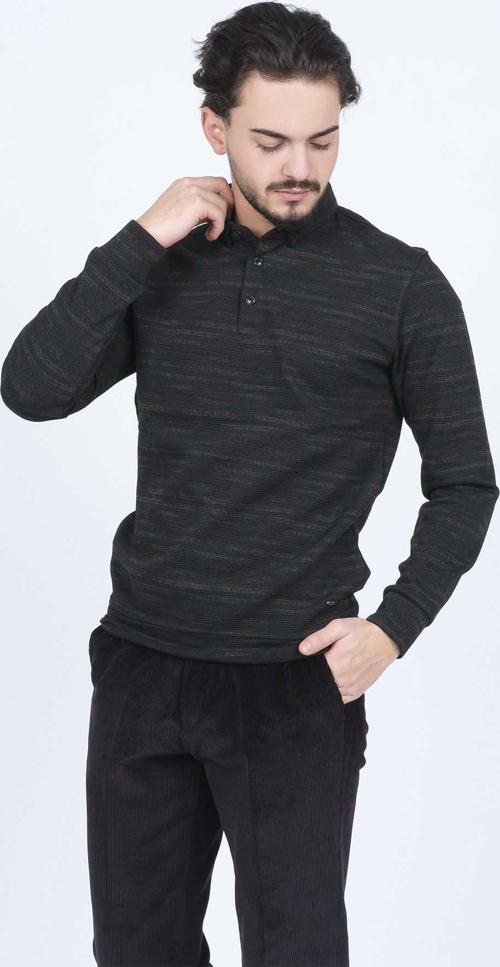 Erkek Desenli Polo Yaka Triko Sweat 6782273 Haki
