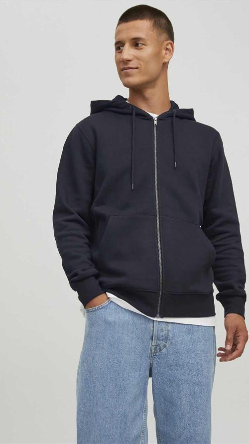 Erkek Jjestar Çift Cepli Fermuar Kapamalı Kapüşonlu Sweatshirt 12210830 Siyah