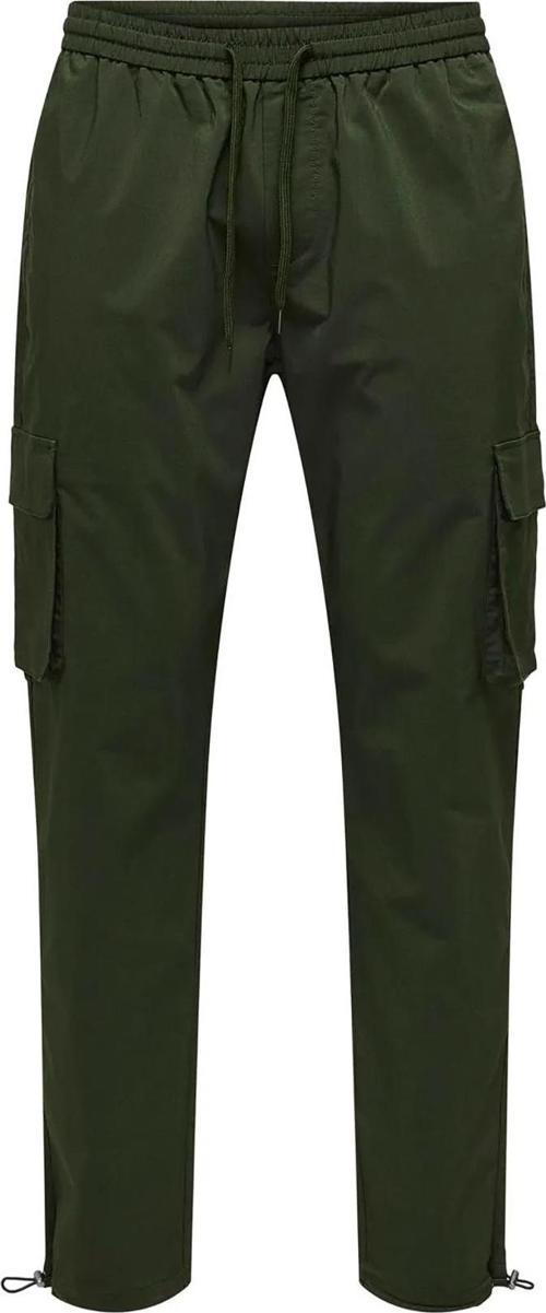 Erkek Onscommon Slim Fit Beli Lastikli ve Bağlamalı Pamuklu Kargo Pantolon 22029750 Haki