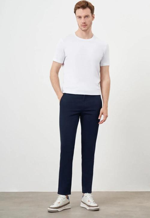 Erkek Yazlık Pileli Slim Fit Chino Pantolon 24YS003006 Lacivert