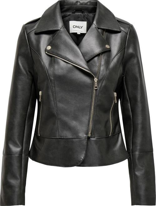 Kadın Onlkrıstel Asimetrik Fermuarlı Suni Deri Ceket 15336105 Siyah