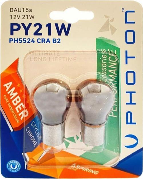 P21W CHROME 12V 93 AMBER PH5524 CRA B2
