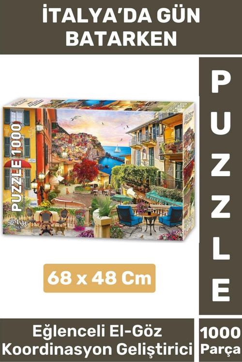 El Göz Koordinasyon Beceri Görsel Algı Geliştirici 1000 Parça Çocuk PUZZLE İTALYA'DA GÜN BATARKEN