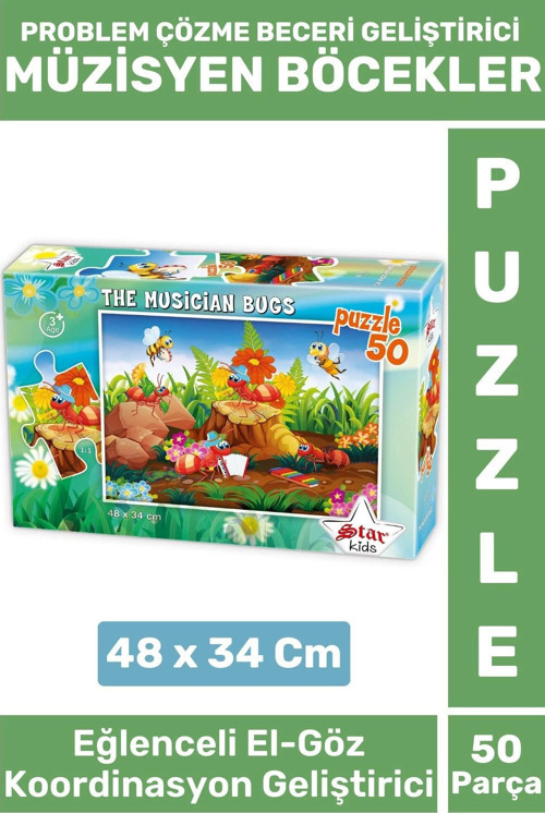 Premium El Göz Koordinasyon Problem Çözme Beceri Geliştirici Çocuk PUZZLE MÜZİSYEN BÖCEKLER