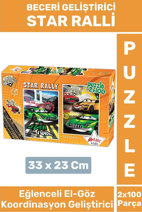 Premium Seri Eğlenceli El Göz Koordinasyon Beceri Geliştirici Çocuk 2x100 PUZZLE STAR RALLİ