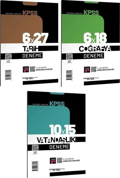 Marka KPSS Tarih+Coğrafya+Vatandaşlık 22 Deneme 3 lü Set Marka Yayınları