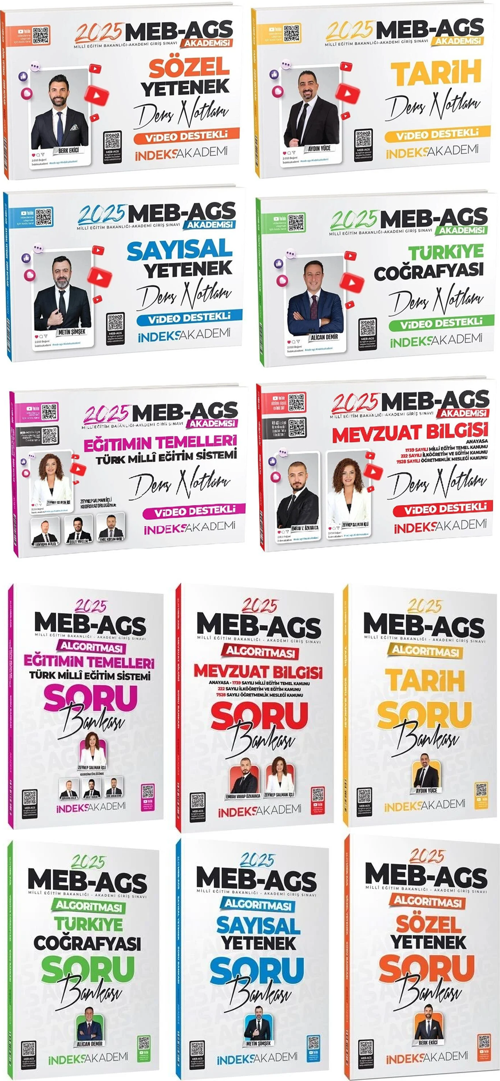 İndeks Akademi 2025 MEB-AGS Akademisi Tüm Dersler Ders Notları + Soru Bankası 12 li Set İndeks