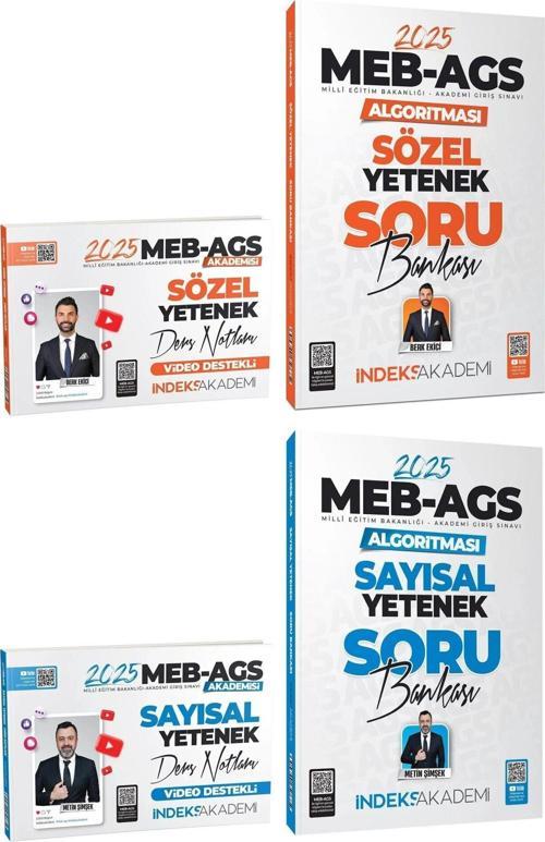 İndeks Akademi 2025 MEB-AGS Akademisi Sözel+Sayısal Yetenek Ders Notları + Soru Bankası 4 lü Set
