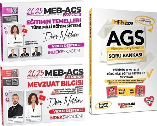 Yediiklim + İndeks Akademi 2025 MEB-AGS Eğitimin Temelleri + Mevzuat Bilgisi Ders Notları + Soru Bankası 3 lü Set