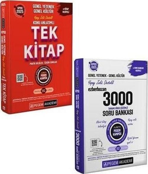 Pegem 2025 KPSS Genel Yetenek Genel Kültür Konu + Ezberbozan 3000 Soru Bankası 2 li Set Pegem