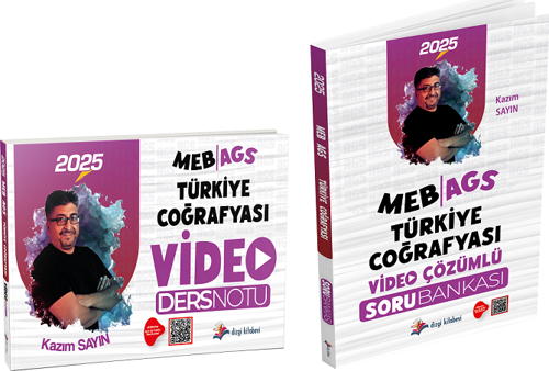 Dizgi Kitap 2025 MEB-AGS Türkiye Coğrafyası Video Ders Notu + Soru Bankası 2 li Set - Kazım Sayın