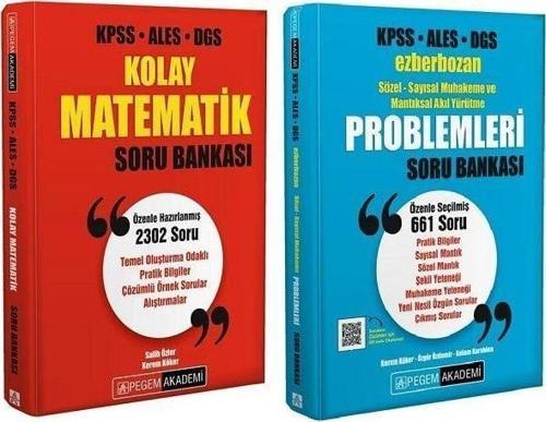 Pegem KPSS ALES DGS Kolay Matematik + Ezberbozan Problemler Soru 2 li Set Pegem Akademi Yayınları