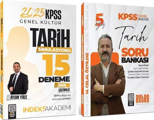 Retro + İndeks 2025 KPSS Tarih 5Yüz Soru Bankası + 15 Deneme 2 li Set - Mehmet Celal Özyıldız Retro + İndeks