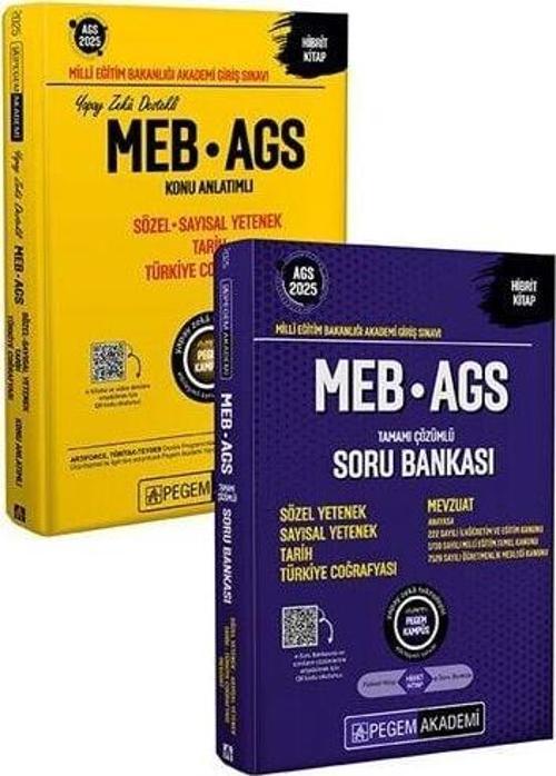 Pegem 2025 MEB-AGS Sözel-Sayısal Yetenek-Tarih-Türkiye Coğrafyası Konu + Soru Bankası 2 li Set