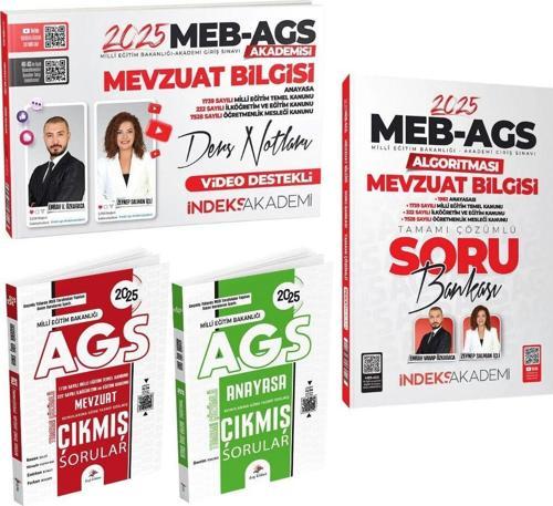 İndeks + Dizgi 2025 MEB-AGS Akademisi Mevzuat + Anayasa Ders Not + Soru + Çıkmış Sorular 4 lü Set