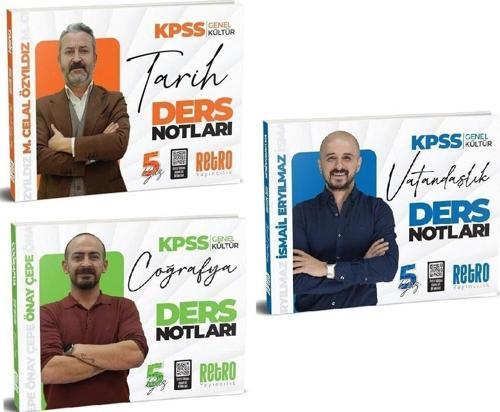 Retro 2025 KPSS Tarih+Coğrafya+Vatandaşlık 5Yüz Ders Notları 3 lü Set Retro Yayıncılık