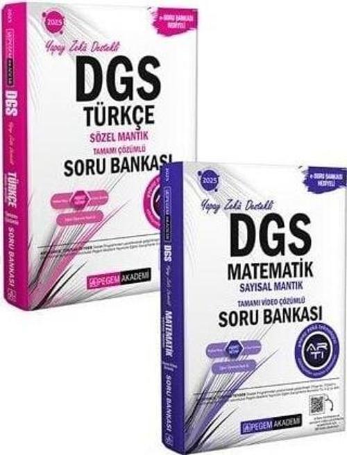 Pegem 2025 DGS Türkçe Sözel Mantık + Matematik Sayısal Mantık Soru Bankası 2 li Set Pegem Akademi