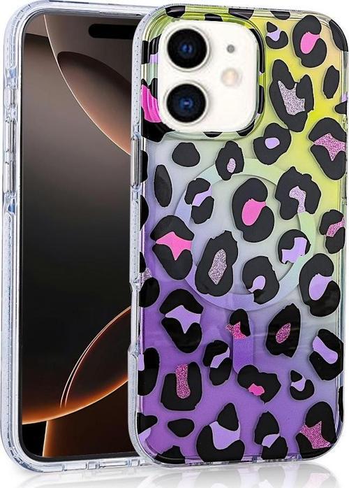 iPhone 12 Kılıf Magsafe Şarj Özellikli Desenli Leopar Jago Kapak